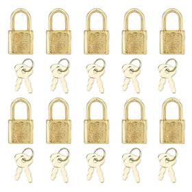 Mindy 712491632317 10pcs Mini Cute Diary Padlocks Gold Small Luggage Locks With Keys For Jewelry