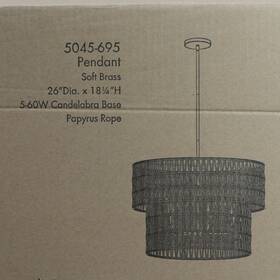 Minka-lavery 5045-695 Bungalow Heaven 26 Inch Chandelier In Brass And Papyrus Rope Open Box