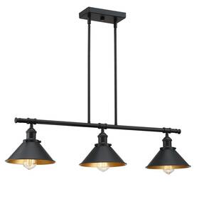 Tchd10g78173l Miscool 3-light Kitchen Island Pendant Light Chandelier With Matte Black And Inside Gold