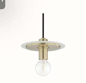 H137701s-pn-wh Mitzi By Hudson Valley Milo Small Pendant Aged Brass / White Mini 2 Tone