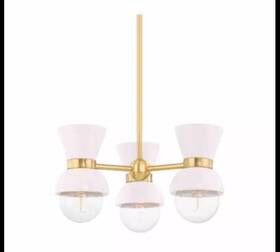 H469603-agb-ccr Mitzi Gillian 3 Light Semi Flush Brass Modern Bedroom Pendant -