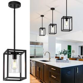 718-1pbl Mlihove Pendant Lights Kitchen Island Black Farmhouse 1-light Small Chandeliers Indus