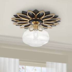 06-2104-516 Modern Ceiling Light Semi Flush Mount Fixture 22 1/4inch Black Brass For Bedroom