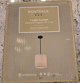 Bal-001d Monteaux Lighting 10in 1-light Black Drum Pendant Light Fixture With Linen Shade