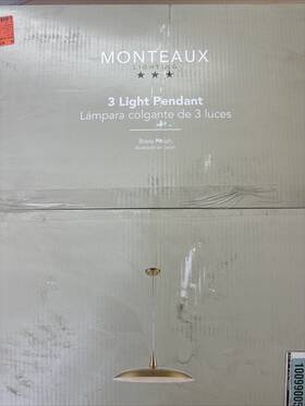 C7785 Monteaux Lighting 3-light Brass Pendant Light Fixture With Metal Dome Shade
