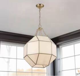 Hpi-10714 Monteaux Lighting 18.5 Inch 3-light Gold Pendant Fixture With White Glass Panels