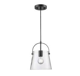 Yld0196bk Monteaux Mini Pendant Light Fixture With Glass Shade Clear Matte Black