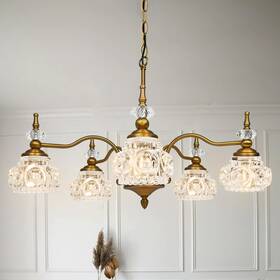 Cl005 Montex Vintage Brass Pendant Light Gold Large 5 Lights