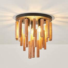 3-ligth Moujoe 3-light Semi Flush Mount Ceiling Lights Boho Wood Light Fixture Farmhouse Cha
