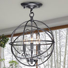 B047-vs-496 Mount Globe Flush Chandelier Antique 3-light Bronze Benita Crystal