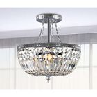 B979-rn-462 Mount Jessica Chrome Chandelier 3-light Semi-flush Crystal Basket