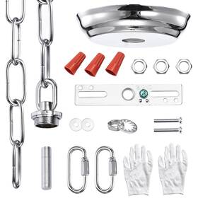 Mr.color 735209335492 Chrome Canopy Kit For Ceiling Light 6 Feet Pendant Fixture Swag Chain W