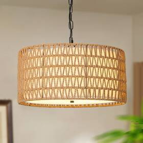 Fh-ch-20230110-5 Munbea Light Large Boho Hand Woven Chandelier Rattan Coastal Pendant Fixture 18.9