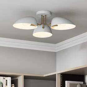 11181 Nathan James 3-light Semi Flush Ceiling Light With White Shades For Hallway Dining Room