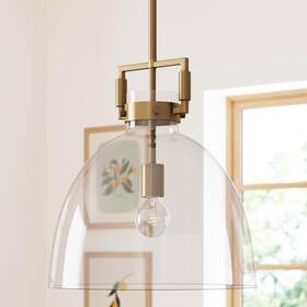 12203 Nathan James Leigh Gold Indoor Ceiling Hanging Pendant Light With Clear Glass