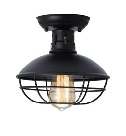 Hcx040 New Metal Cage Ceiling Light E26 Rustic Semi Flush Mounted Pendant Dome
