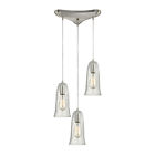 10431 Nickel Elk Clear Glass 3clr 3 Hammered Light Lighting Satin Pendant