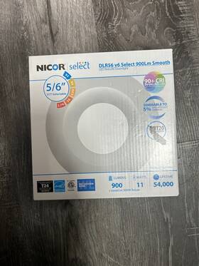 Dlr56609120swh Nicor 6 Inch Selectable Cct Led Recessed Downlight 2700k To 5000k Dimmable Dlr56