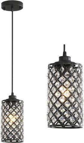 83006p-1bk  Niloah Pendant Lights Kitchen Island Farmhouse Lighting Crystal Light
