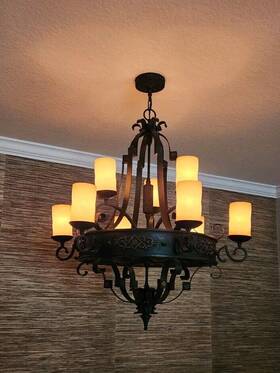 4575-36 Not Sure Very Heavy Well Made 6 Total Iron Chandeliers Dining Room Kitchen 3 Pendant And Front Entry Nice