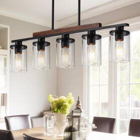 Nsrce 768492510352 Kitchen Island Light 5light Farmhouse Dining Room Fixture Matte Black Rust