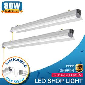 Ng-st10-80w2-508-gus Nuoguan 2 Pack 80w Led Shop Light Warehouse Garage Hanging Lamp Linkable Tube Bulb 5000k
