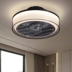 88622 Nuoqiso Low Profile Bladeless Ceiling Fan With Light Amber Shade Flush Mount