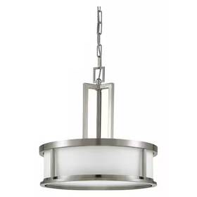60-2857 Nuvo Odeon 4 Light Pendant Satin White Glass Brushed Nickel