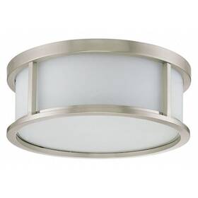 60-2862 Nuvo Odeon 3 Light 15 Inch Flush Dome Satin White Glass Brushed Ni