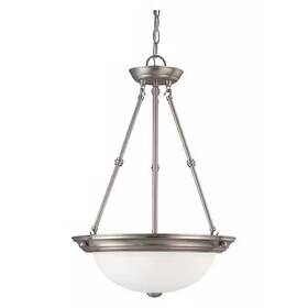 60-3247 Nuvo 3 Light 15 Inch Pendant Frosted White Glass Brushed Nickel