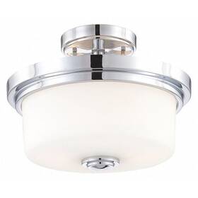 60-4593 Nuvo Soho 2-light Semi-flush Fixture With Satin White Glass