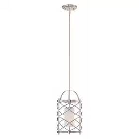 60-5332 Nuvo Ginger 1 Light Mini Pendant Etched Opal Glass Brushed Nickel