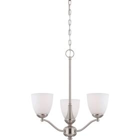 Nuvo Lighting 045923650369 Ftpattonft Three-light Brushed-nickel Chandelier With Black