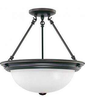3151 Nuvo Lighting 60/3149 60/3151 Three Light Semi-flush Mahogany Bronze/frosted Glass 15 In