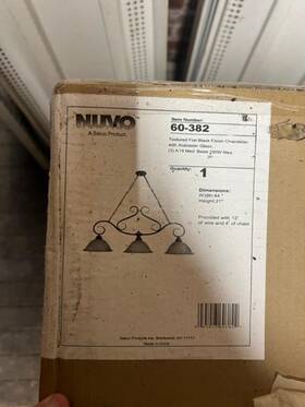 60-382 Nuvo Lighting 60/382 Chandelier Model Black Castillo 3-light 44 Inch W 21 H