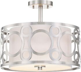 60-5948 Nuvo Lighting 60/5948 Filigree 2 Light 14-5/8inch.w Semi-flush Drum Nickel