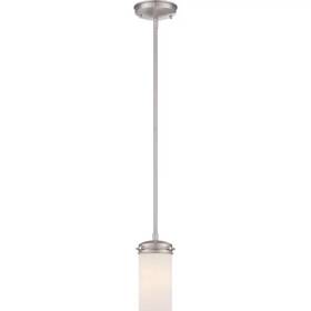 60-615 Nuvo Lighting 60/615 Polaris Mini Pendant Brushed Nickel White Opal Shade