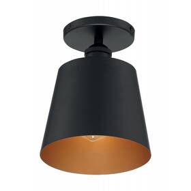 60-7331 Nuvo Lighting - Motif 1 Light 7 Inch Black Semi Flush Mount