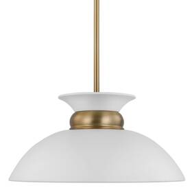 7460 Nuvo Lighting 60/7463 60/7460 Perkins 15 Inch W Pendant - Matte White / Burnished Brass