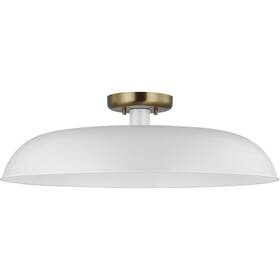7496 Nuvo Lighting 60/7496 Colony Semi-flush Mount Matte White/burnished Brass