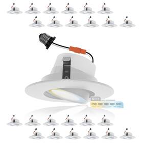 Nuwatt 810066270534 24 Pack Retrofit 4 Inch Gimbal Led Recessed Light White Trim High Lum