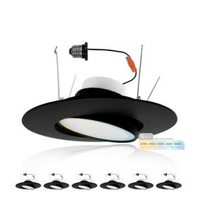 Nuwatt 810066270558 6 Inch Pack Black Trim Retrofit Gimbal Led Recessed Downlight High