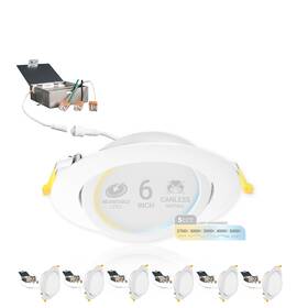 5cct Nuwatt 810066271449 6 Inch Gimbal Led Recessed Light Canless Wafer Lights 2700k/3000k/3500k