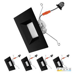 Nuwatt 810066273238 4 Pack Black 6 Inch Square Led Can Lights Cct 2700k/3000k/3500k/4000k/5000k