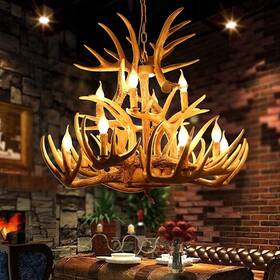 Nwiass 481587271290 Deer Antler Chandelier 12 Lights Resin Double Layer Retro