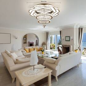 Yl091 Ocasami 23.6 Inch New Modern Large Crystal Chandelier Round Ring Dimmable Living Room Lamps
