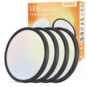 Fy101-d30025bk-dfz24w Offiy 4pk 12 Inch Led Flush Mount Ceiling Light 24w 2520lm 3000k/4000k/6000k Cct