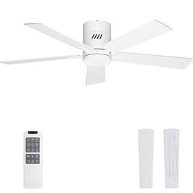 097x Ohniyou Ceiling Fan With Lights 48 Inch Flush Mount Light And R