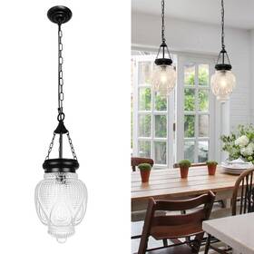 Oiyio 757173497075 Black Pendant Lights Kitchen Island Glass Vintage Lighting P