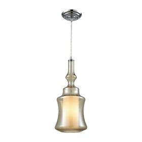 31-bel-2512133 One Light Mini Pendant Opal White Champagne-plated Polished Chrome Finish